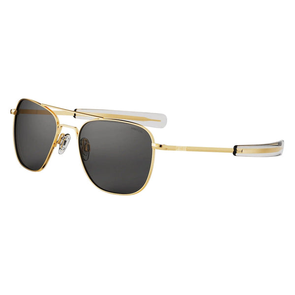 Randolph Aviator Sunglasses 23K Gold E.P. Bayonet Clear Skytec Glass Non-Polarized American Gray Military Special Edition