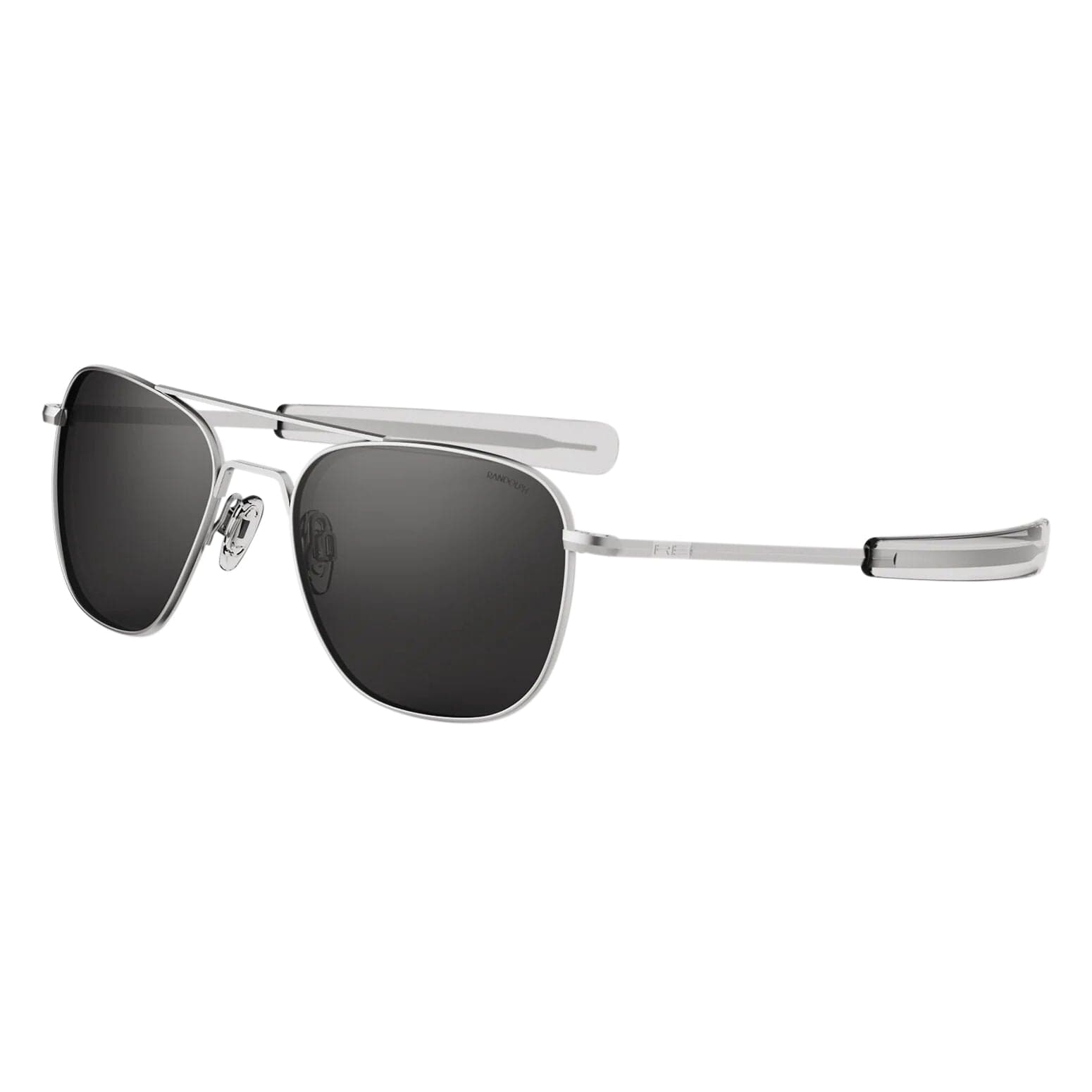 Randolph Engineering Sunglasses 52MM / Matte Chrome Randolph Aviator Sunglasses Matte Chrome Bayonet Clear Skytec Glass Non-Polarized American Gray Military Special Edition