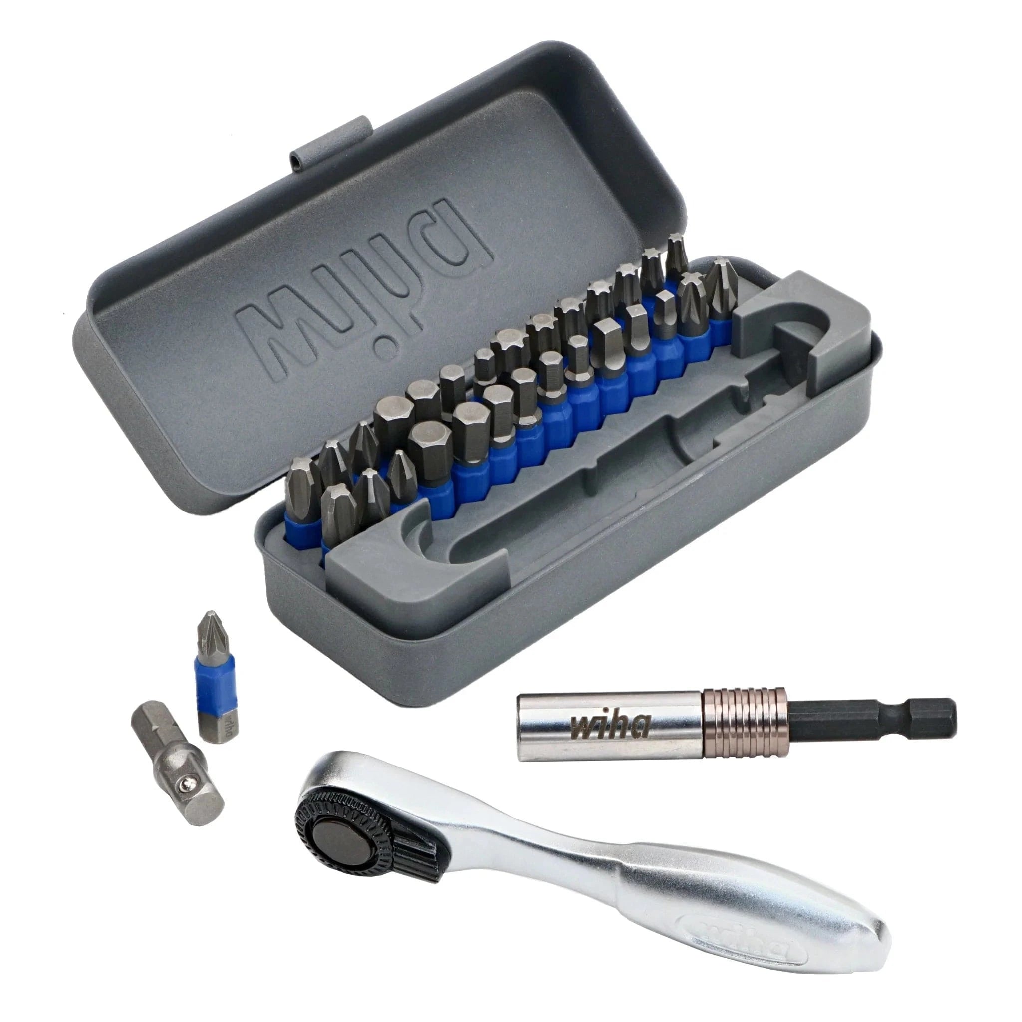 Wiha Tools Wiha 32 Piece GoBox TerminatorBlue Impact Bit Set with Mini Ratchet