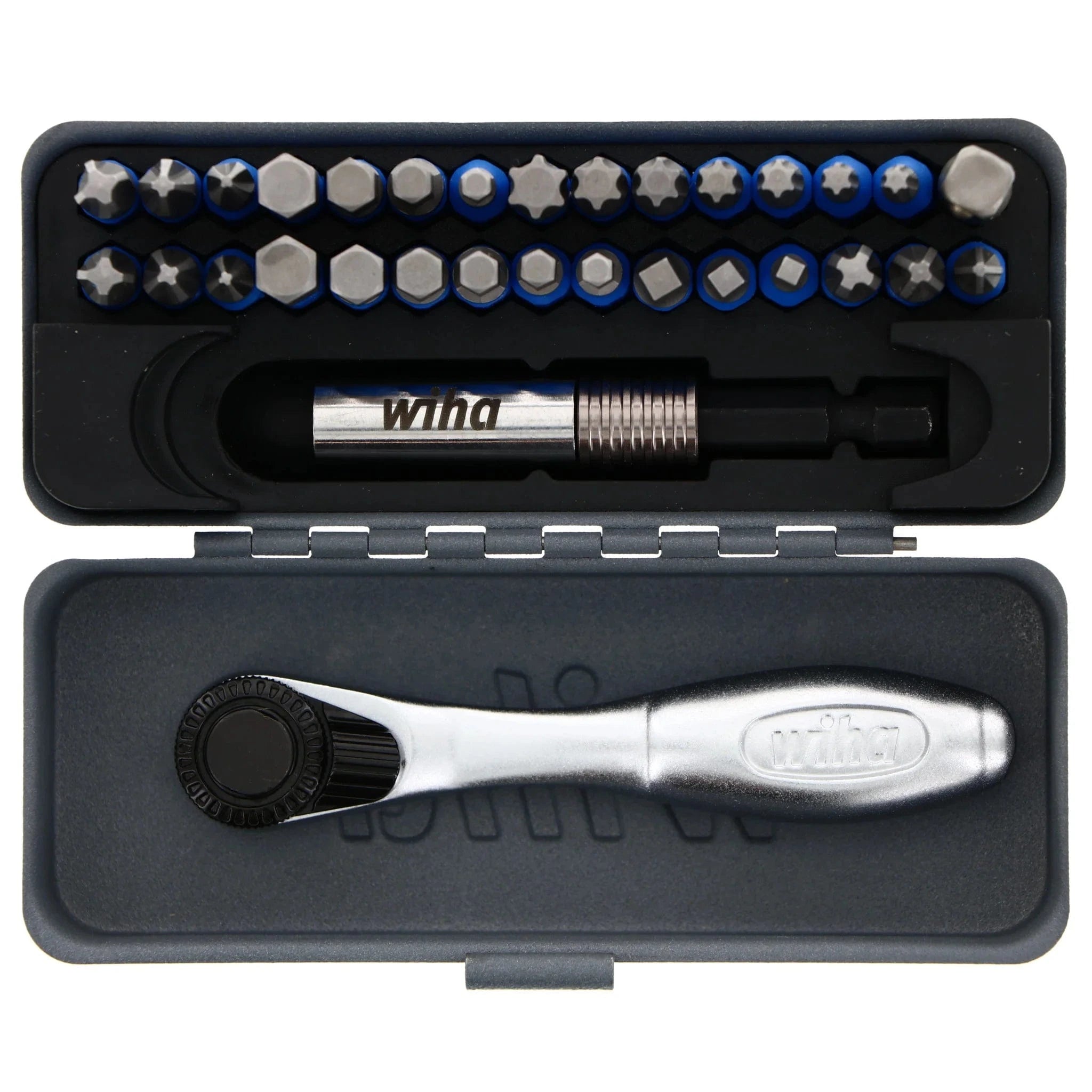 Wiha Tools Wiha 32 Piece GoBox TerminatorBlue Impact Bit Set with Mini Ratchet