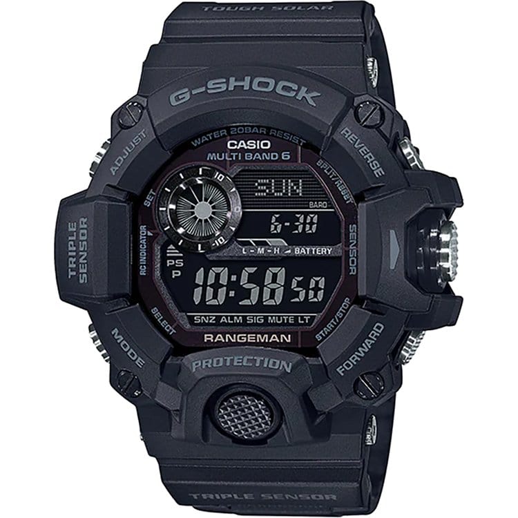 Casio Watches Casio Rangeman G-Shock Black on Black Solar Atomic Watch GW9400-1B