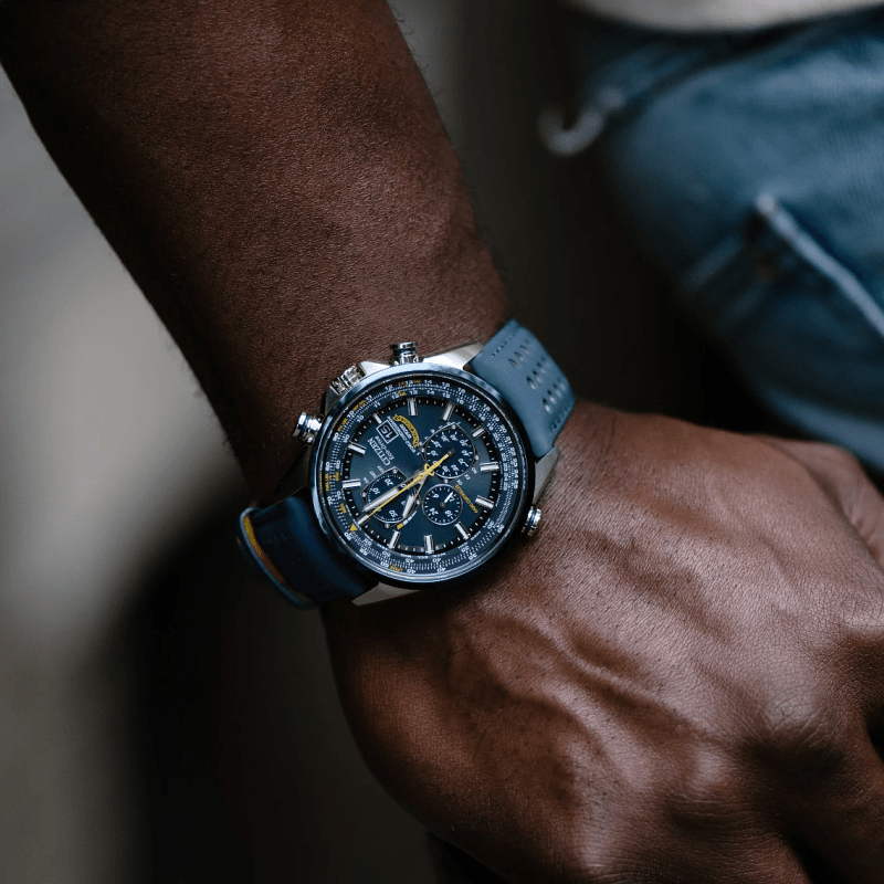 Citizen Watch Watches Citizen Eco-Drive Blue Angels Edition World Time Chronograph Watch AT8020-03L