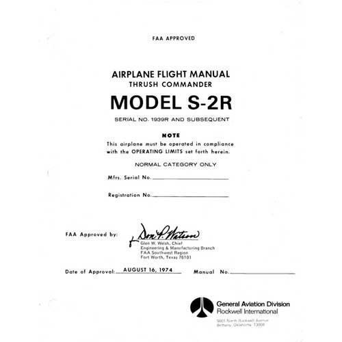 Essco Aircraft Aircraft Manual Aero Commander S-2R Thrush Commander 1974 Flight Manual (ACS2R-F-C)