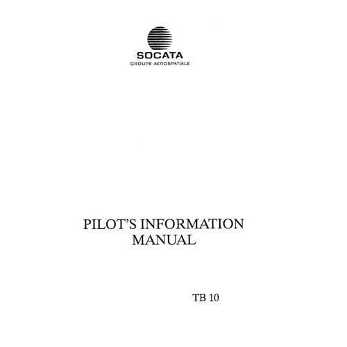 Essco Aircraft Aircraft Manual Aerospatiale TB10 1988 Pilot's Information Manual (part# SN-948)