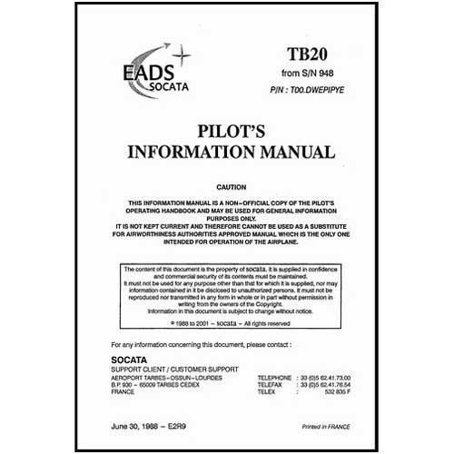 Essco Aircraft Aircraft Manual Aerospatiale TB20 1988 POH (A4TB20-88-PIM-C)