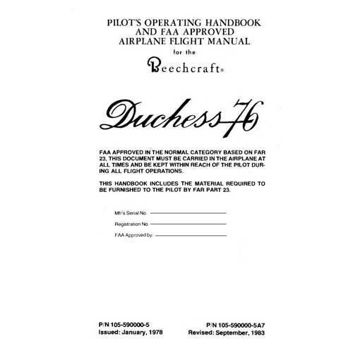 Essco Aircraft Aircraft Manual Beech Duchess 76 Pilot's Operating Handbook (part# 105-590000-5)