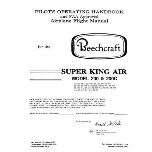 Essco Aircraft Aircraft Manual Beech King Air 200 Series POH & Flight Manual (101-590010-127)