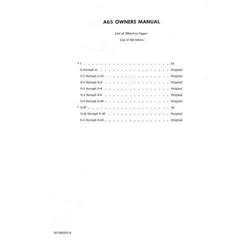 Essco Aircraft Aircraft Manual Beech Queen Air 65 Flight Manual (part# 65-001021-29)