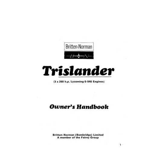 Essco Aircraft Aircraft Manual Britten-Norman BN Trislander Owner's Manual 1973 (part# BBBNTRI-O-C)