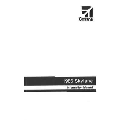 Cessna Aircraft Company Aircraft Manual Cessna 182R Skylane 1986 Pilot's Information Manual (D1298-13)