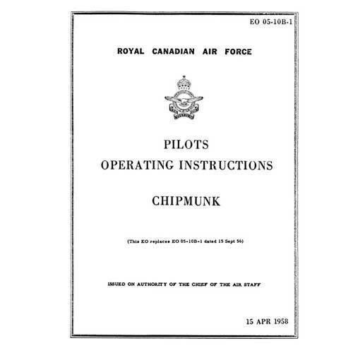 Essco Aircraft Aircraft Manual DeHavilland Chipmunk 1958 Pilot's Operating Instructions (EO-05-10B-1)