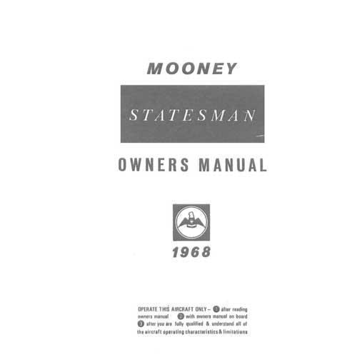 Essco Aircraft Aircraft Manual Mooney M20G Statesman 1968 Owner's Manual (part# 68-20G-OM-B)