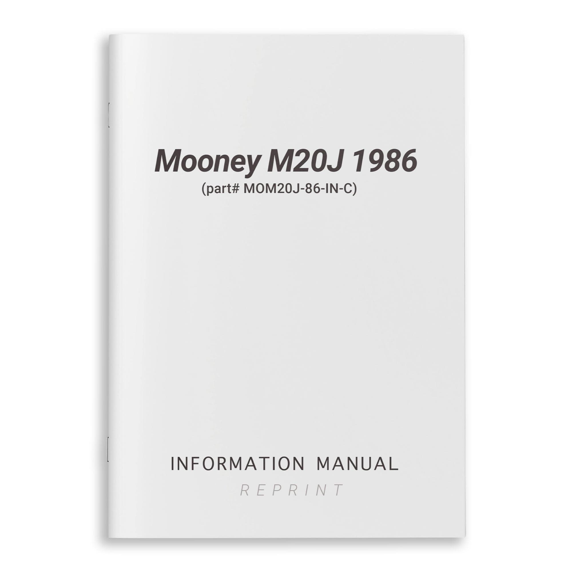 Essco Aircraft Aircraft Manual Mooney M20J 1986 Information Manual (part# MOM20J-86-IN-C)