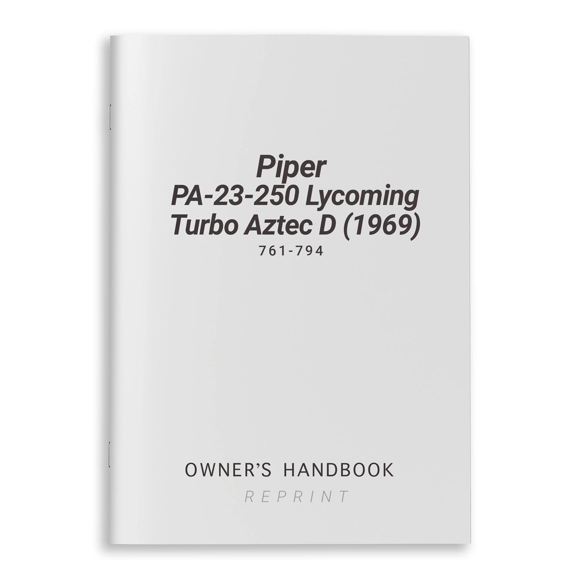 Essco Aircraft Aircraft Manual Piper PA-23-250 Lycoming Turbo Aztec D (1969) Owner's Handbook 761-794