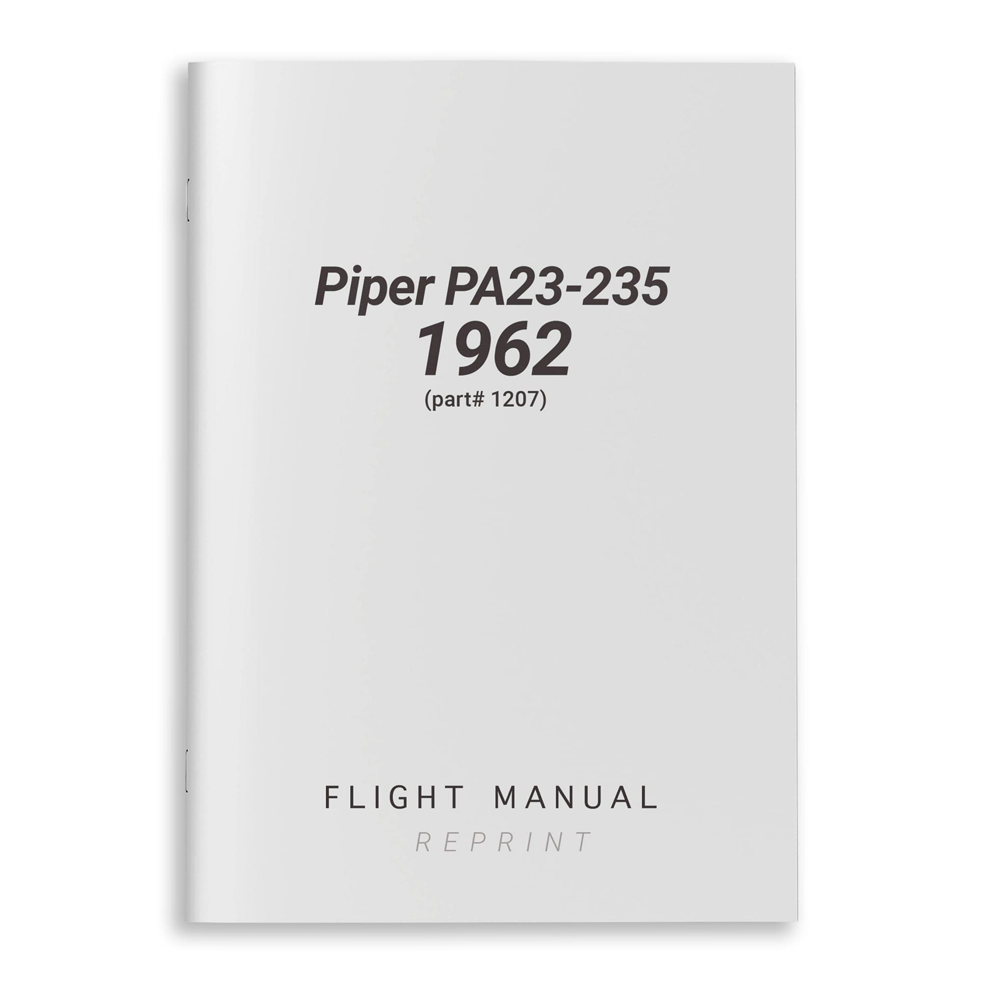 Essco Aircraft Aircraft Manual Piper PA23-235 Flight Manual 1962 (part# 1207)