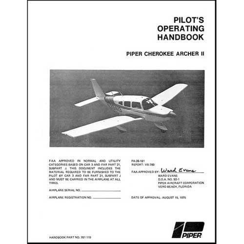 Essco Aircraft Aircraft Manual Piper PA28-181 Cherokee Archer II 1976 POH (761-619)