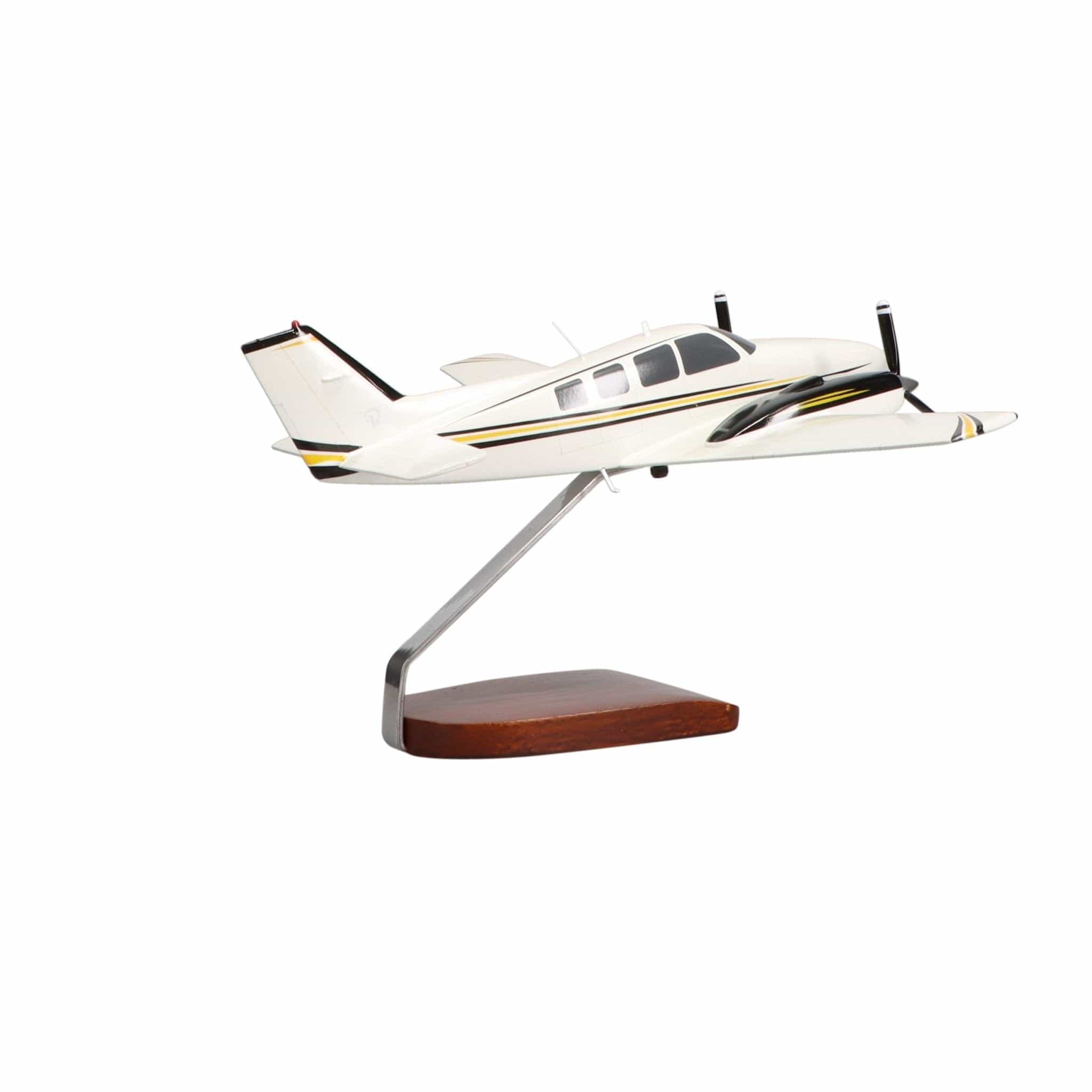 High Flying Models Aircraft Models Beechcraft® Baron G58 (Yellow/Black) Large Mahogany Model