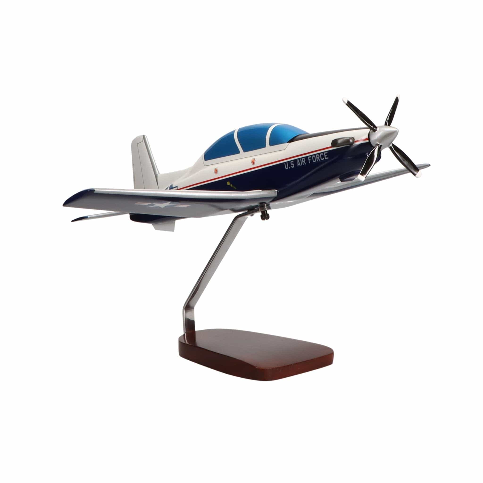 High Flying Models Aircraft Models Beechcraft® T-6A Texan II U.S. Air Force (Blue) Large Mahogany Model