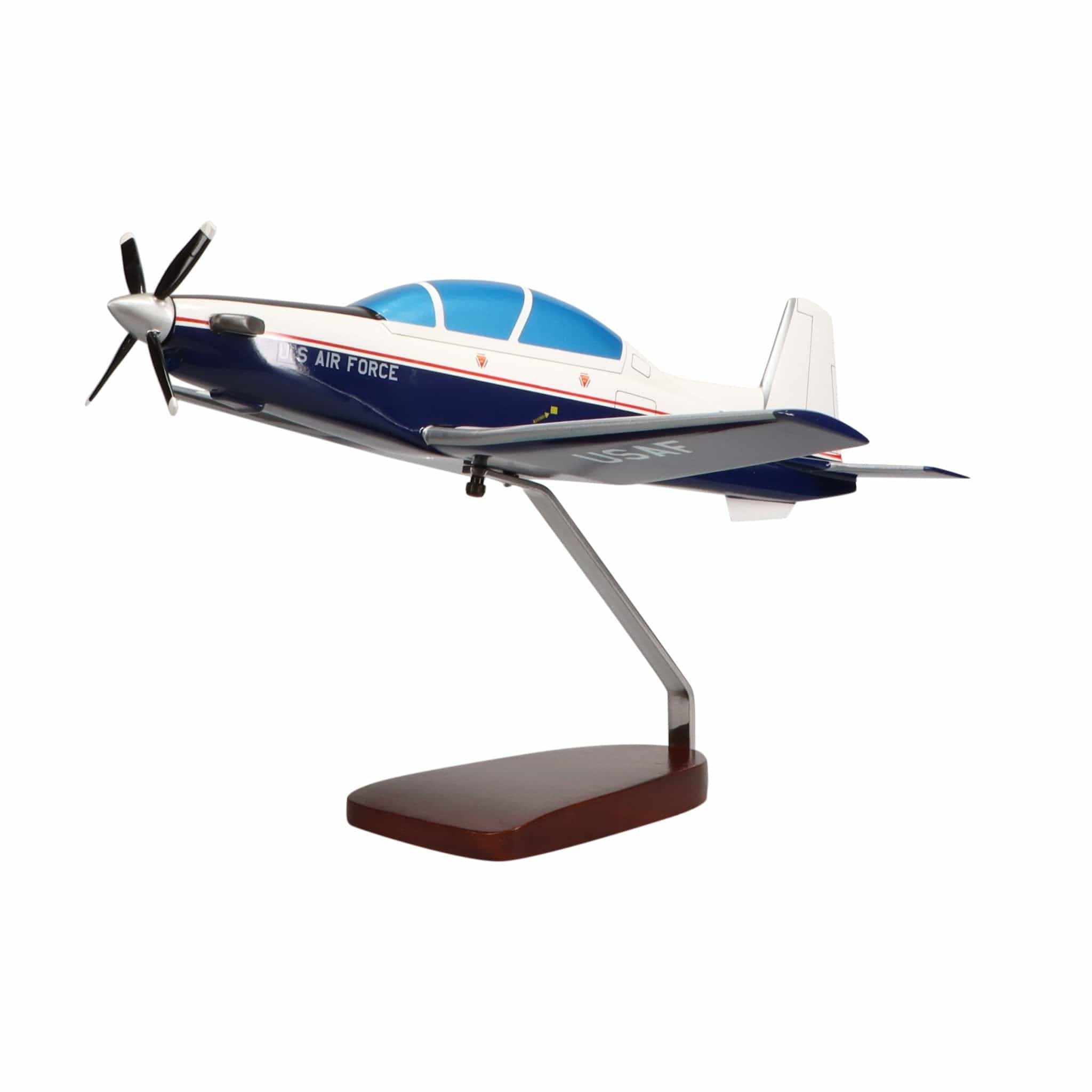 High Flying Models Aircraft Models Beechcraft® T-6A Texan II U.S. Air Force (Blue) Large Mahogany Model