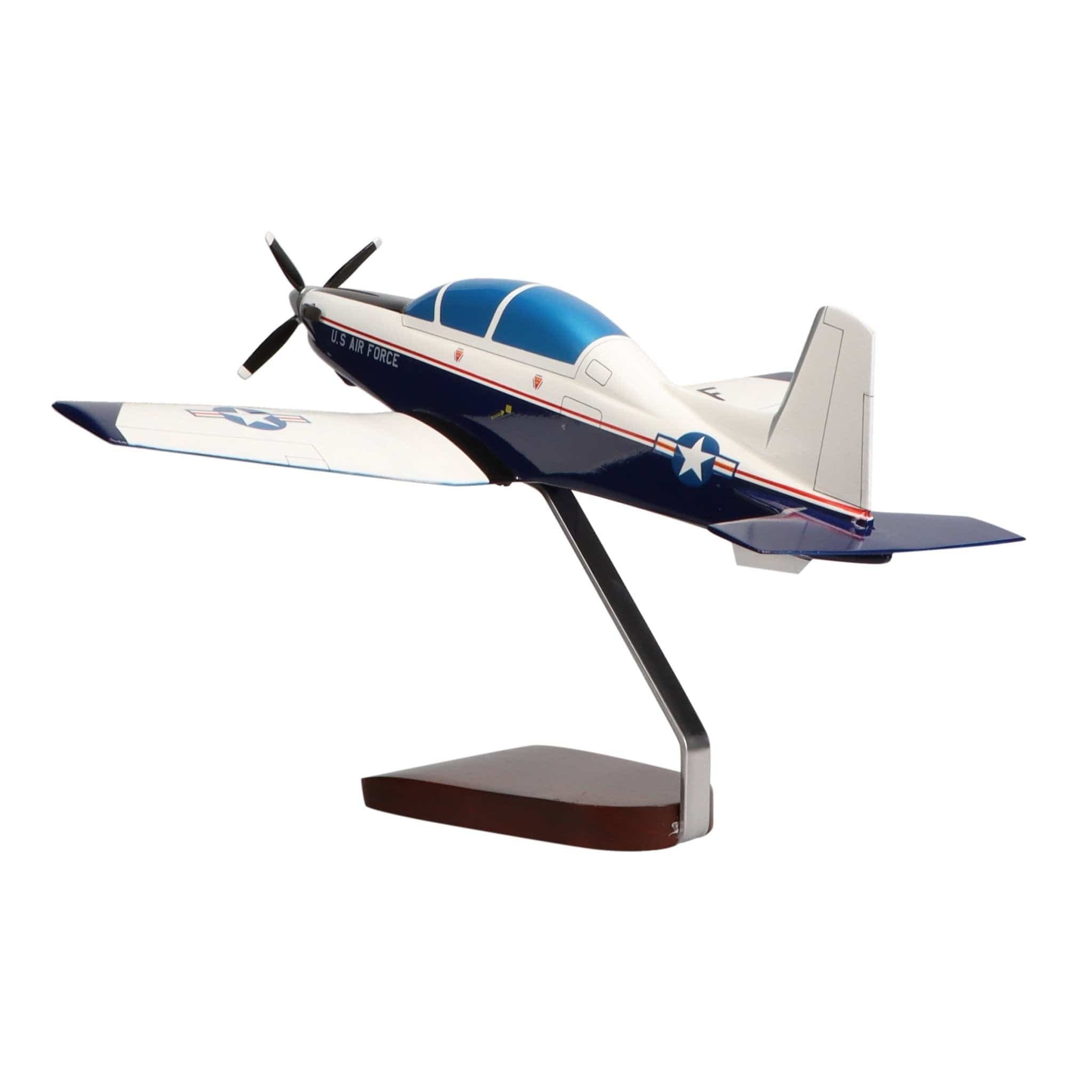 High Flying Models Aircraft Models Beechcraft® T-6A Texan II U.S. Air Force (Blue) Large Mahogany Model