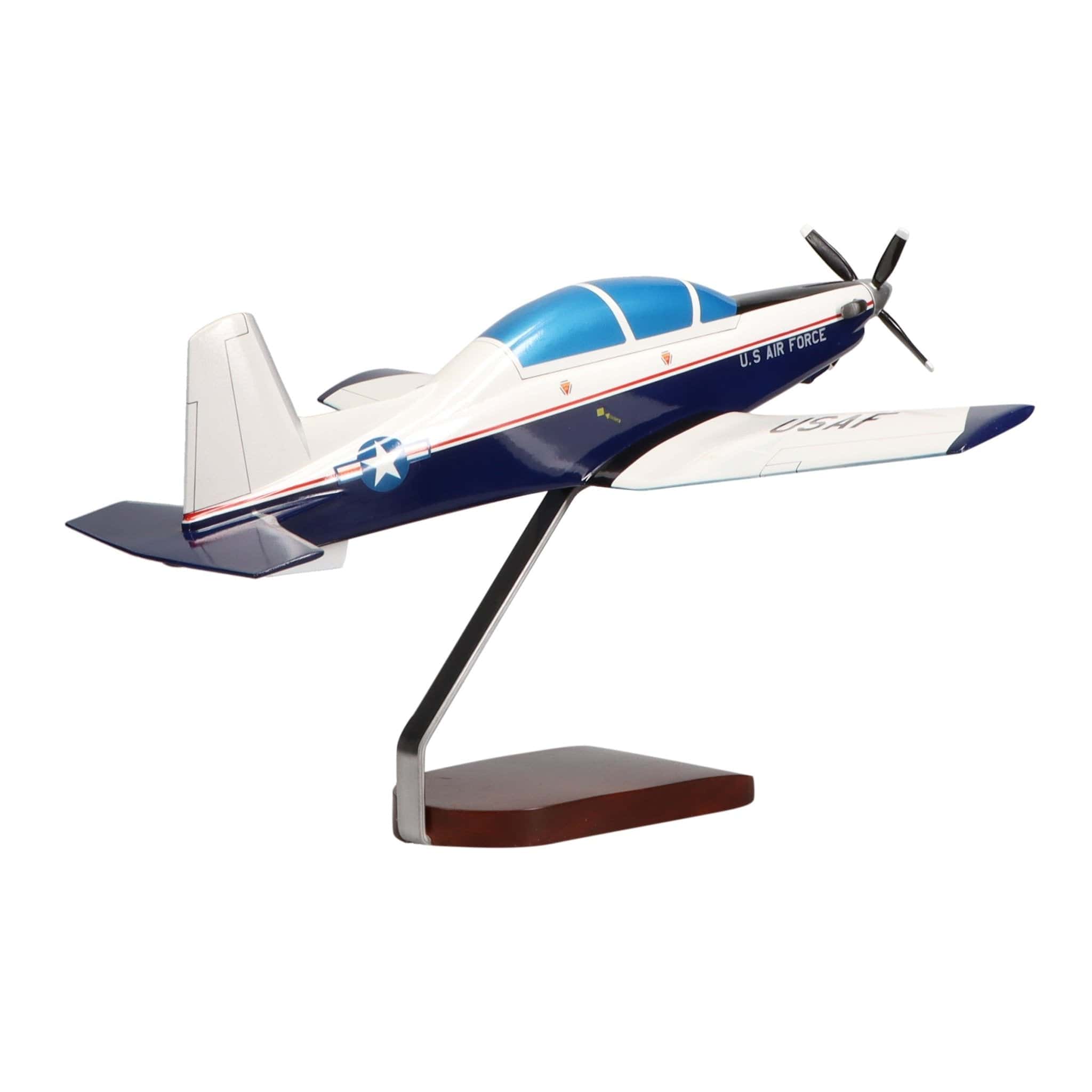 High Flying Models Aircraft Models Beechcraft® T-6A Texan II U.S. Air Force (Blue) Large Mahogany Model