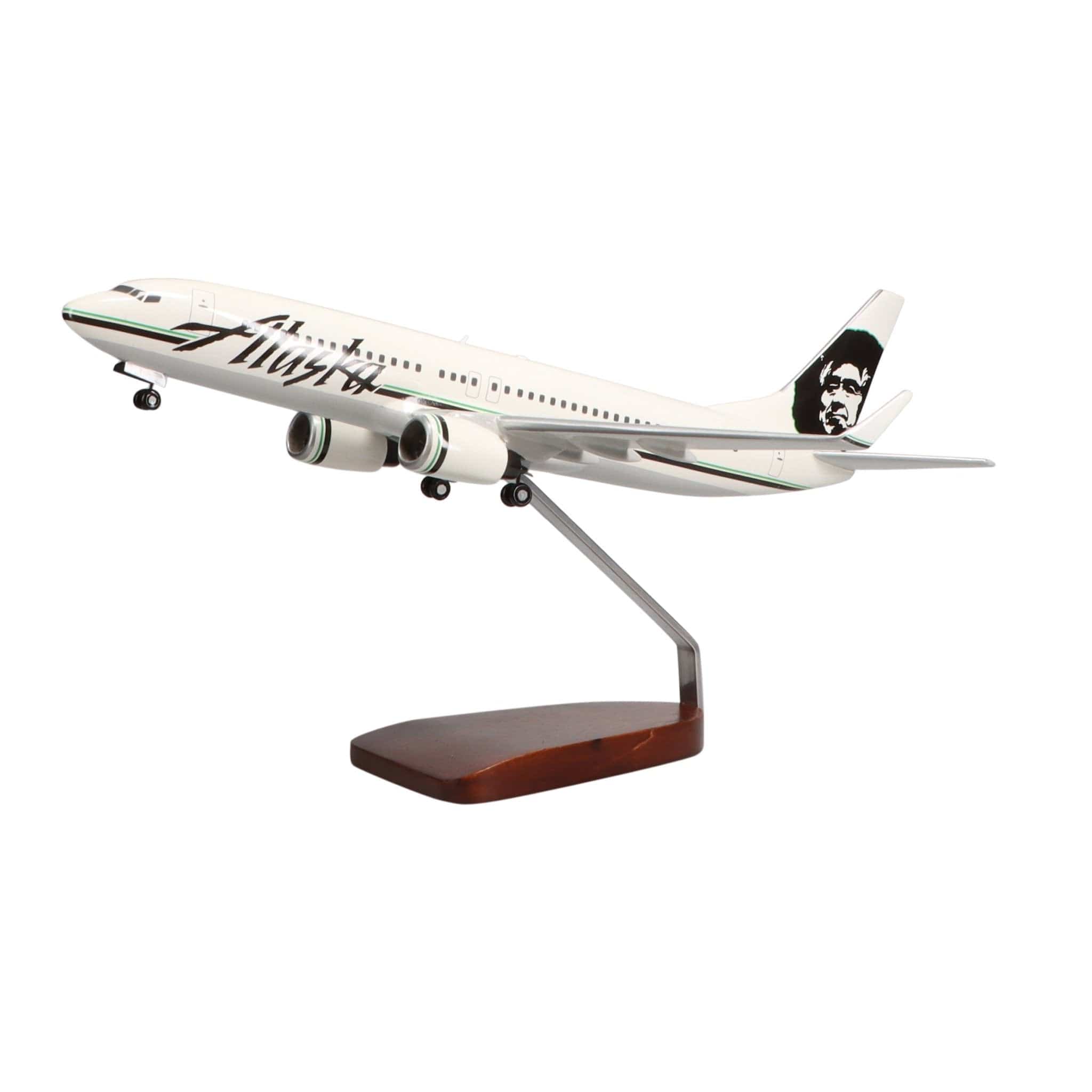 High Flying Models Aircraft Models Boeing 737-800 Alaska Airlines Large Mahogany Model