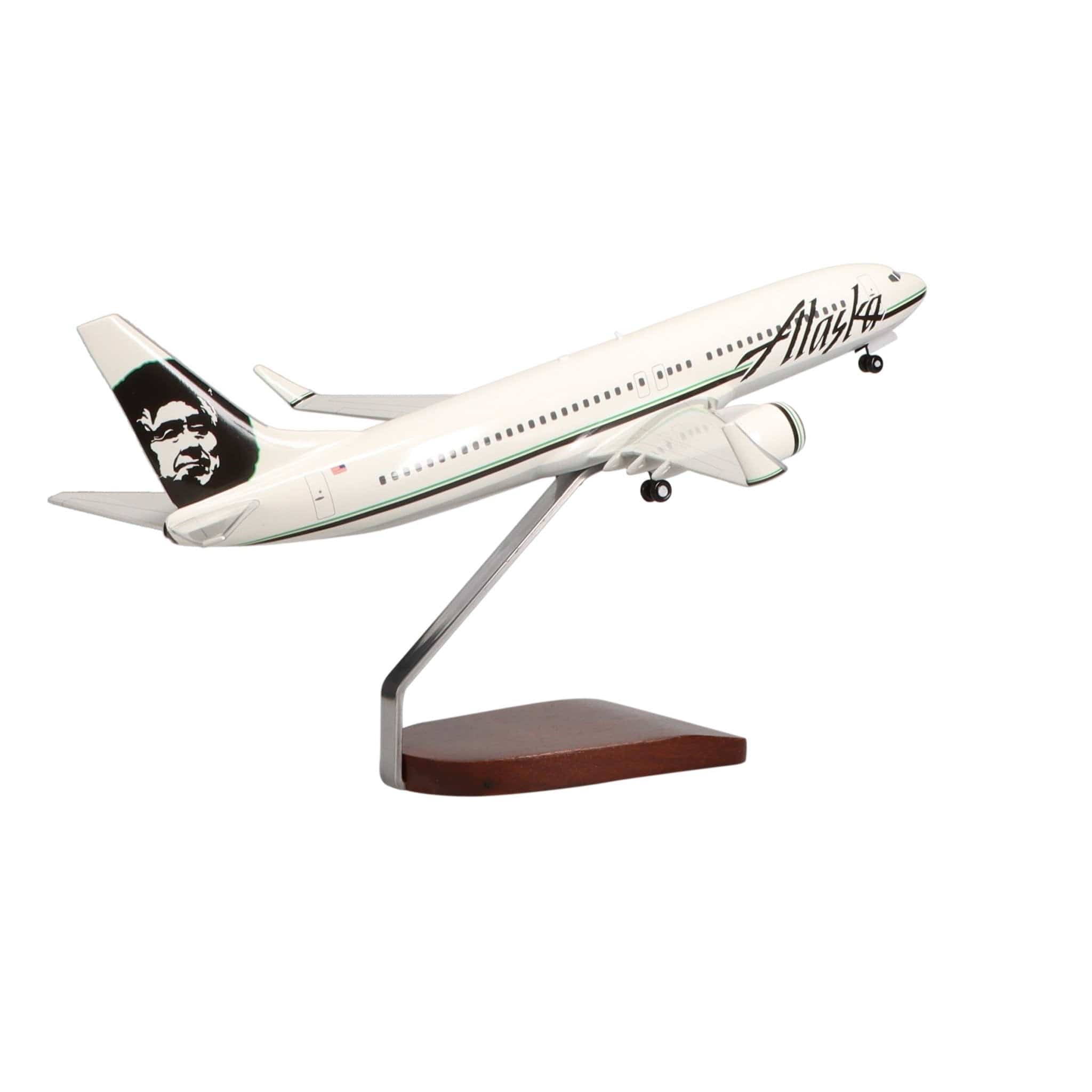 High Flying Models Aircraft Models Boeing 737-800 Alaska Airlines Large Mahogany Model