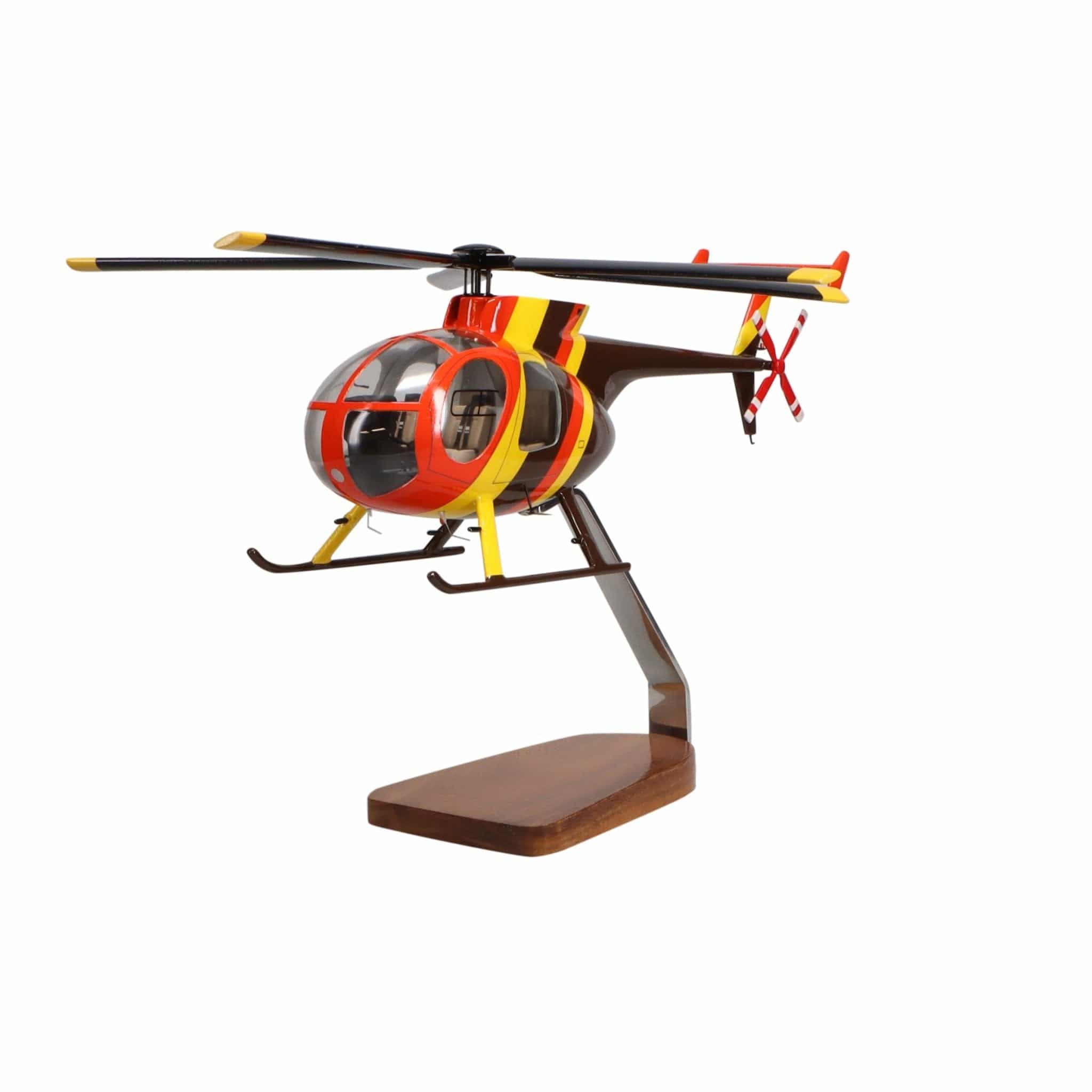 High Flying Models Aircraft Models Hughes Helicopters 500D Magnum PI Clear Canopy Large Mahogany Model