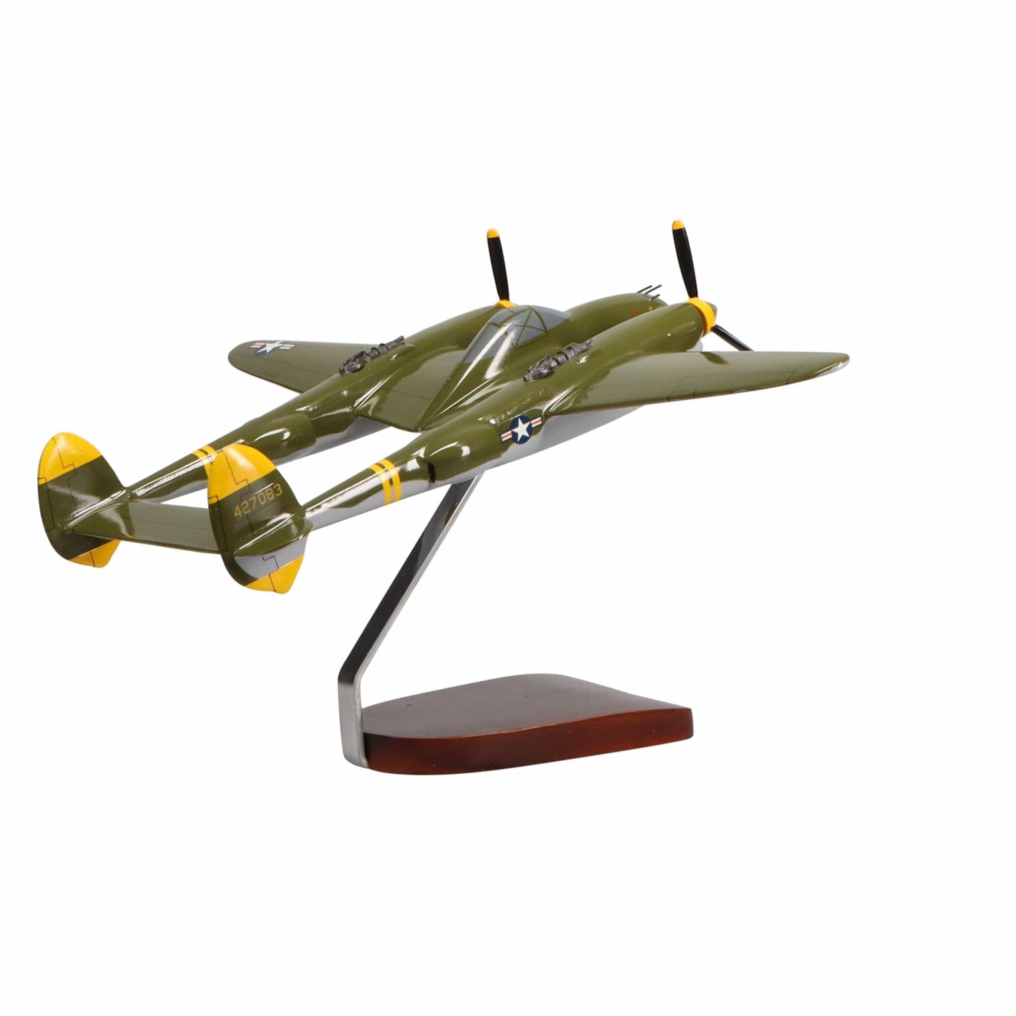 High Flying Models Aircraft Models Lockheed P-38 Lightning® (Camoflage) Large Mahogany Model