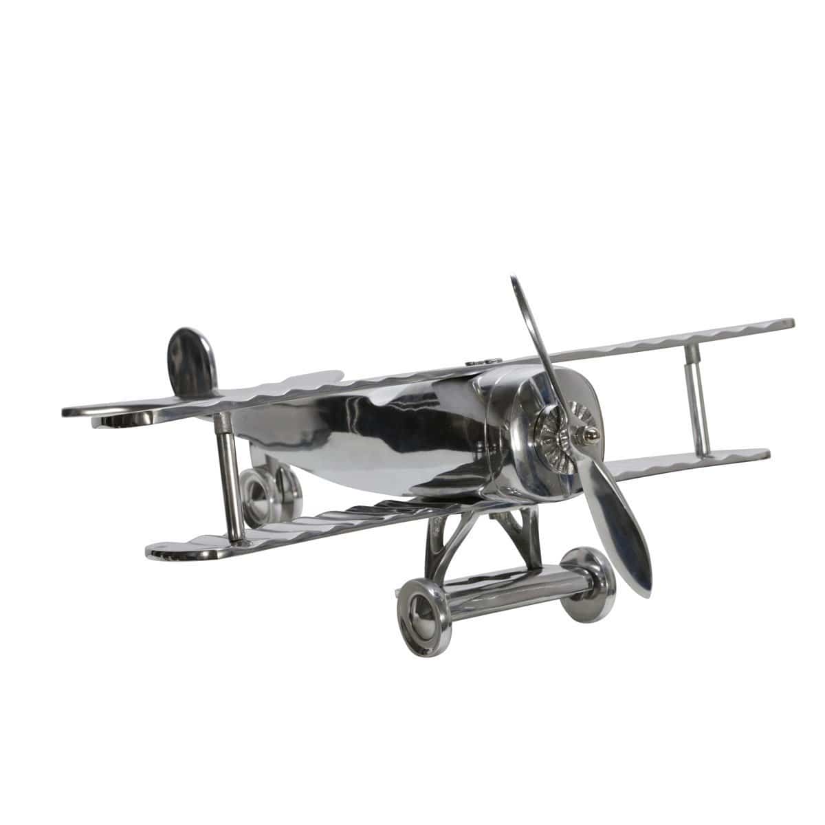 Sagebrook Home Aircraft Models Metal 19" Biplane, Silver