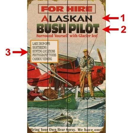 Meissenburg Designs Artwork & Prints Alaska Bush Pilot For Hire Personalized Wood Sign 18x30