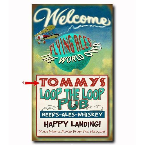 Meissenburg Designs Artwork & Prints Flying Aces Loop the Loop Pub Personalized Wood Sign 18x30