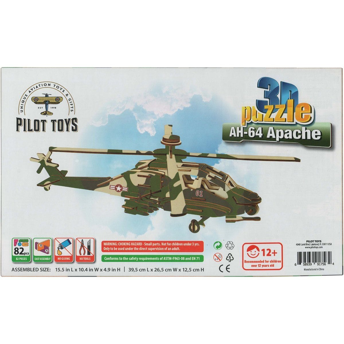 Pilot Toys Board Games & Puzzles Pilot Toys AH-64 Apache 3D Puzzle