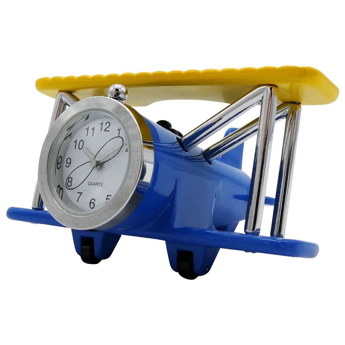 Pilot Toys Clocks & Thermometers Pilot Toys Blue and Yellow Biplane Desk Clock