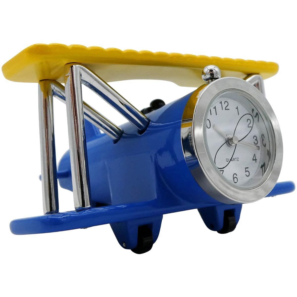 Pilot Toys Clocks & Thermometers Pilot Toys Blue and Yellow Biplane Desk Clock