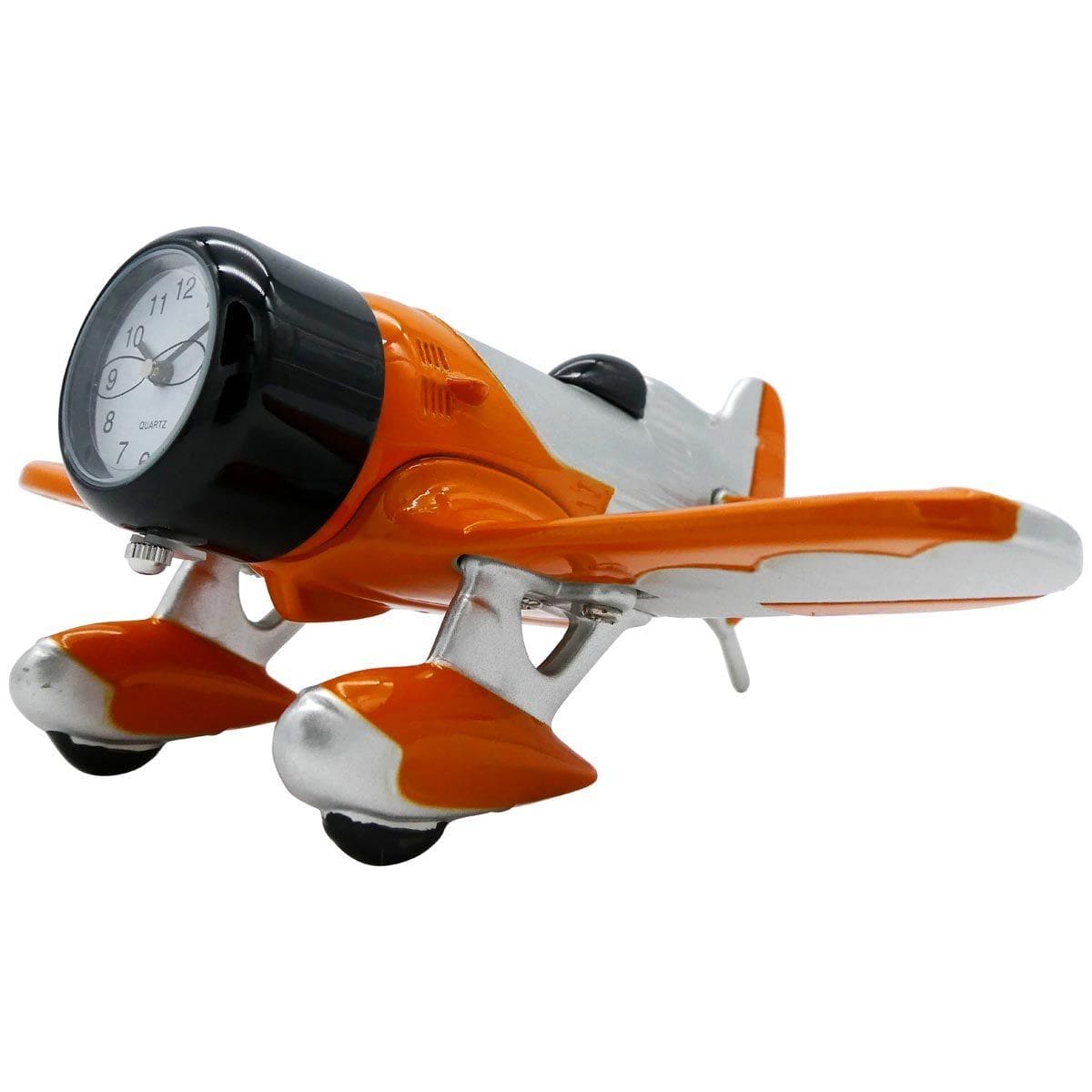 Relógio de mesa Pilot Toys laranja e prata Gee Bee