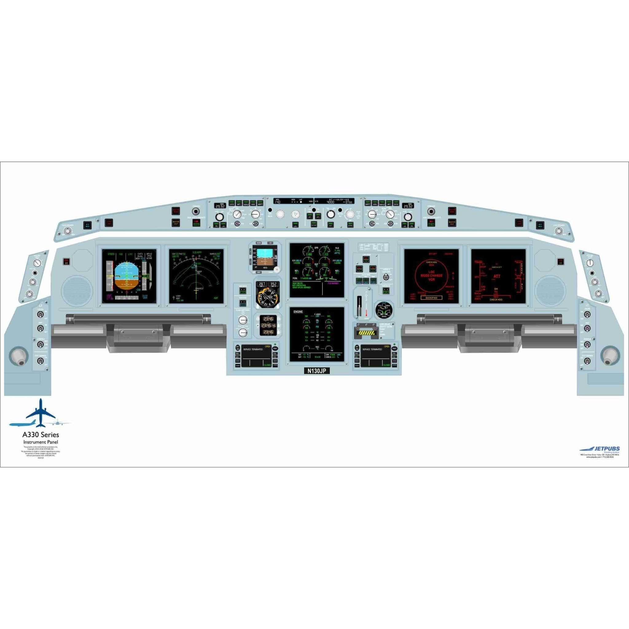 JETPUBS Cockpit Poster Airbus A330 Airbus 18" x 36" Cockpit Posters