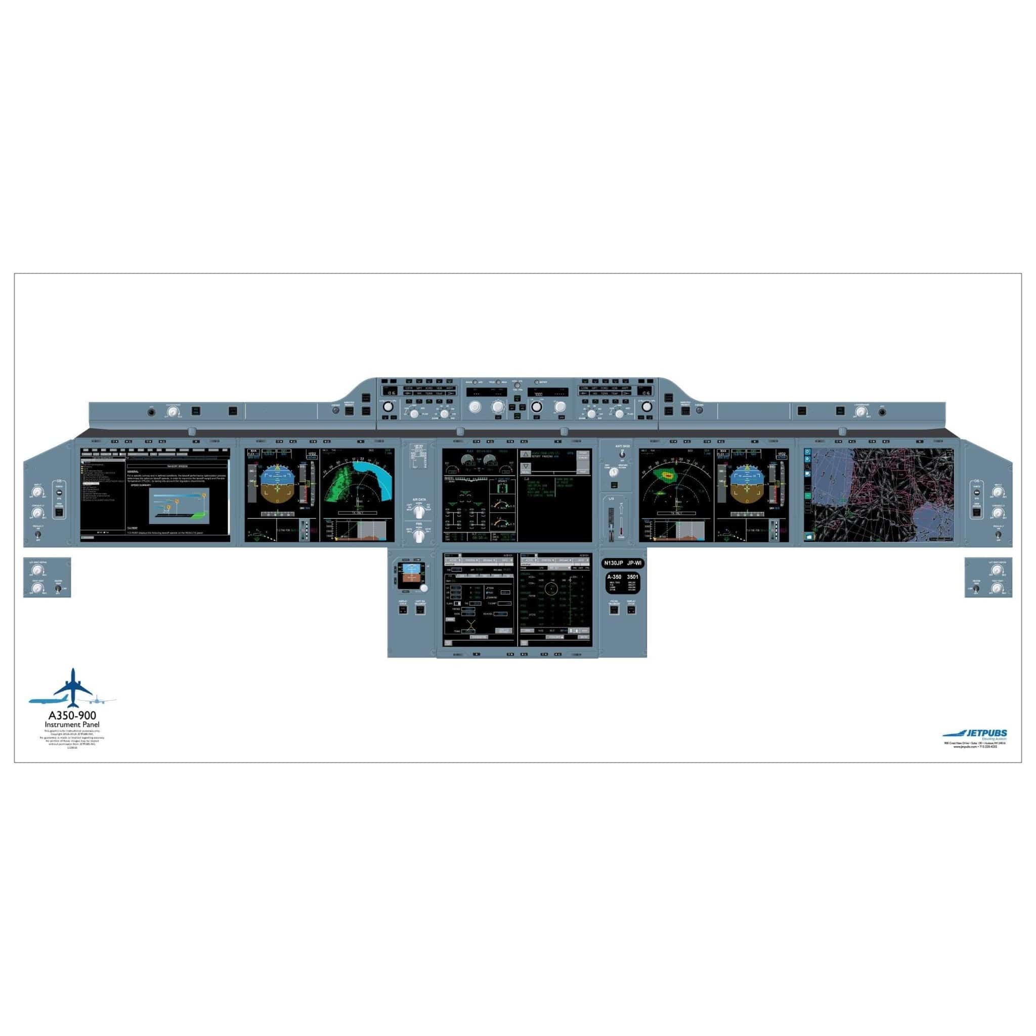 JETPUBS Cockpit Poster Airbus A350-900 Airbus 18" x 36" Cockpit Posters