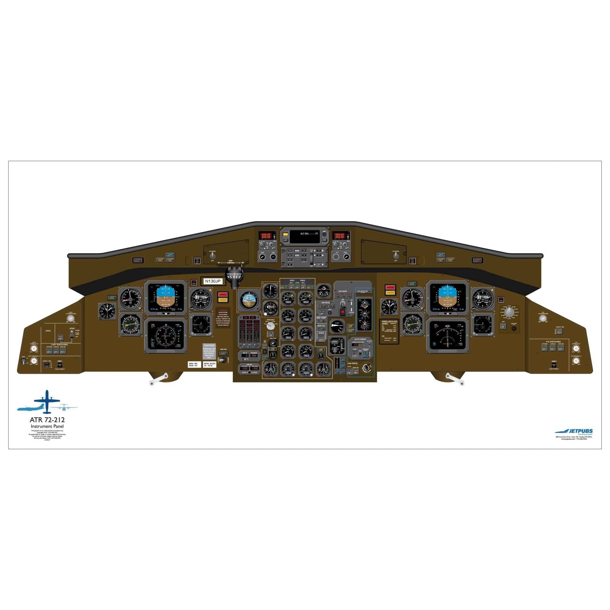 JETPUBS Cockpit Poster ATR ATR72-212 ATR 18" x 36" Cockpit Posters