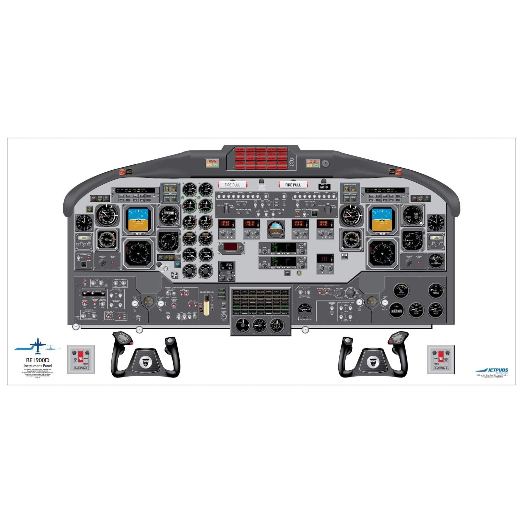 JETPUBS Cockpit Poster Beechcraft BE1900D Beechcraft 18" x 36" Cockpit Posters