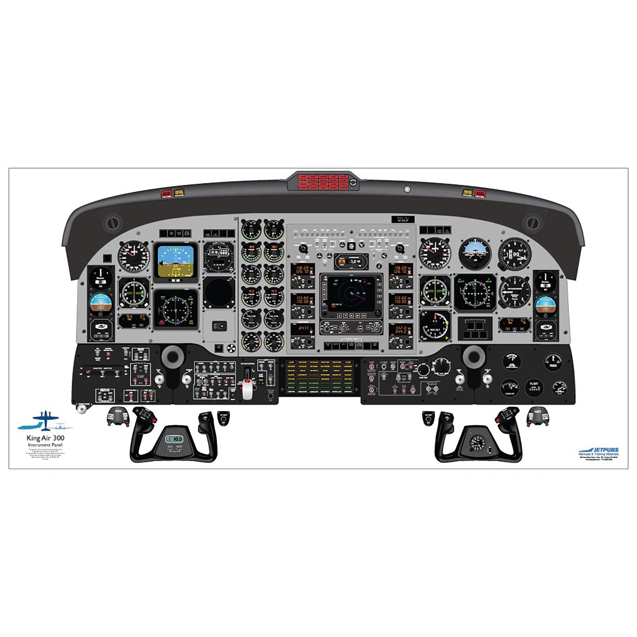 JETPUBS Cockpit Poster Beechcraft BE300 (King Air) Beechcraft 18" x 36" Cockpit Posters