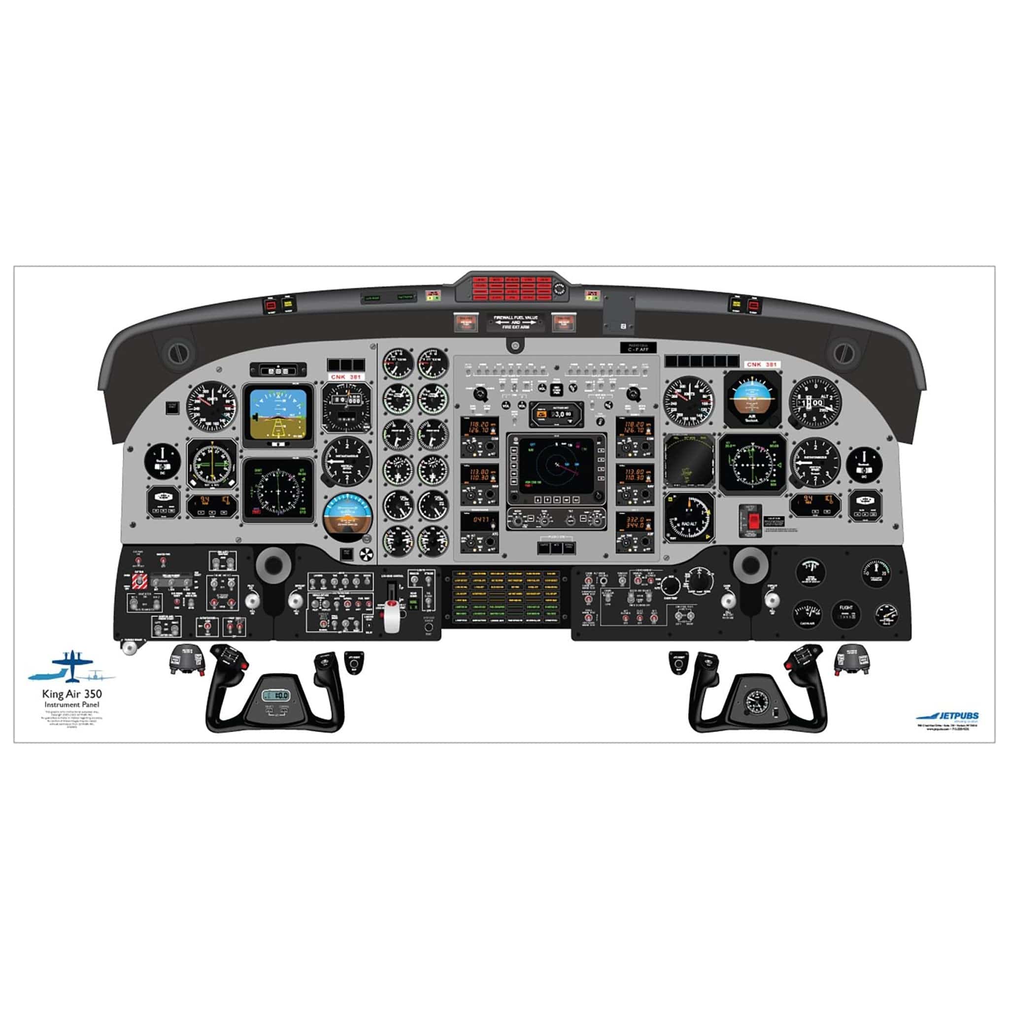 JETPUBS Cockpit Poster Beechcraft BE350 (King Air) Beechcraft 18" x 36" Cockpit Posters