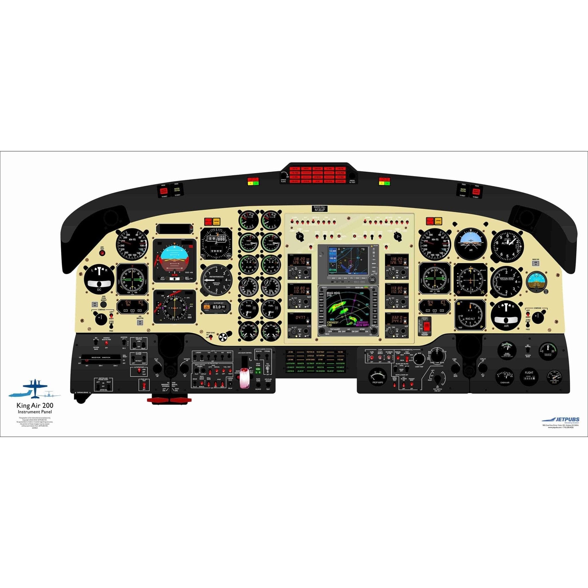 JETPUBS Cockpit Poster Beechcraft KA200 Steam Beechcraft 18" x 36" Cockpit Posters