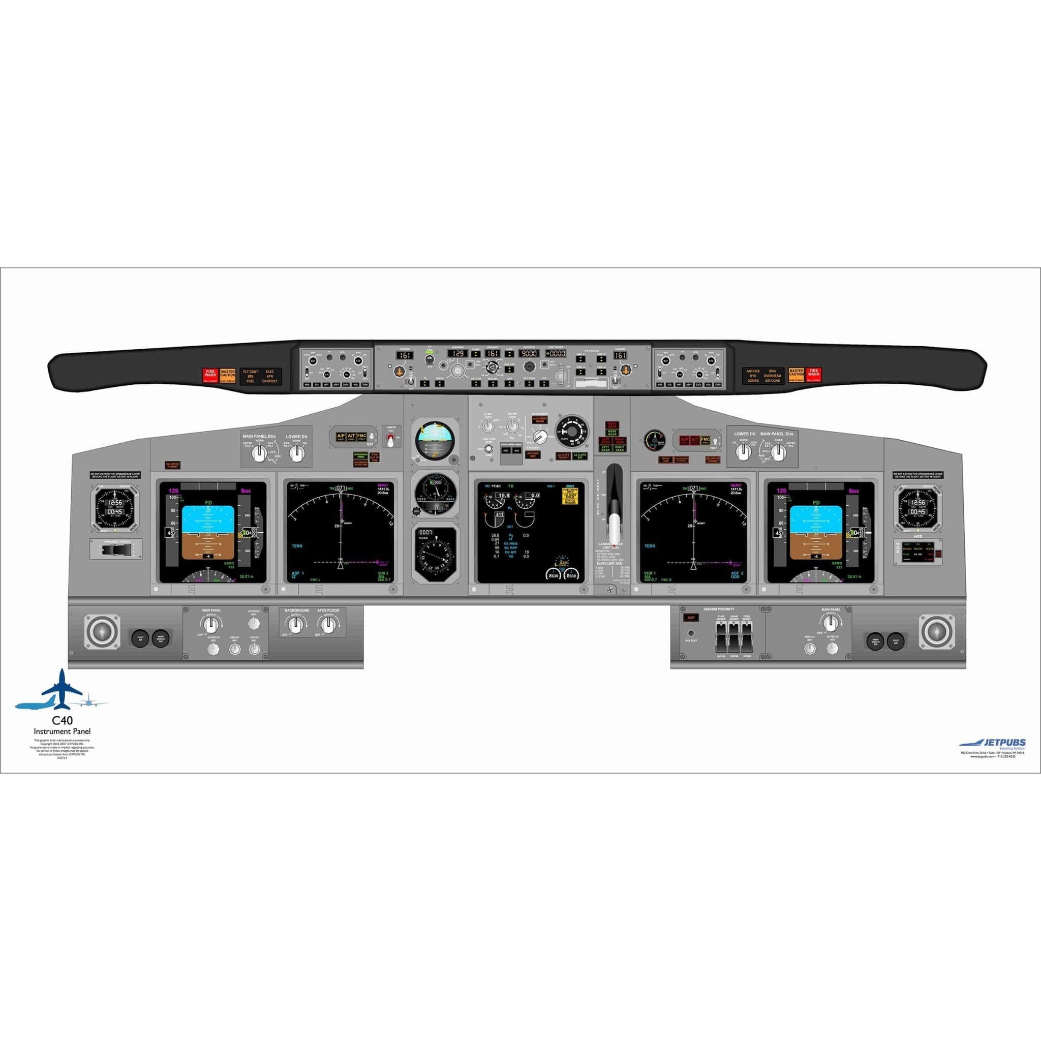 JETPUBS Cockpit Poster Boeing B737-800 (C40) Boeing 18" x 36" Cockpit Posters