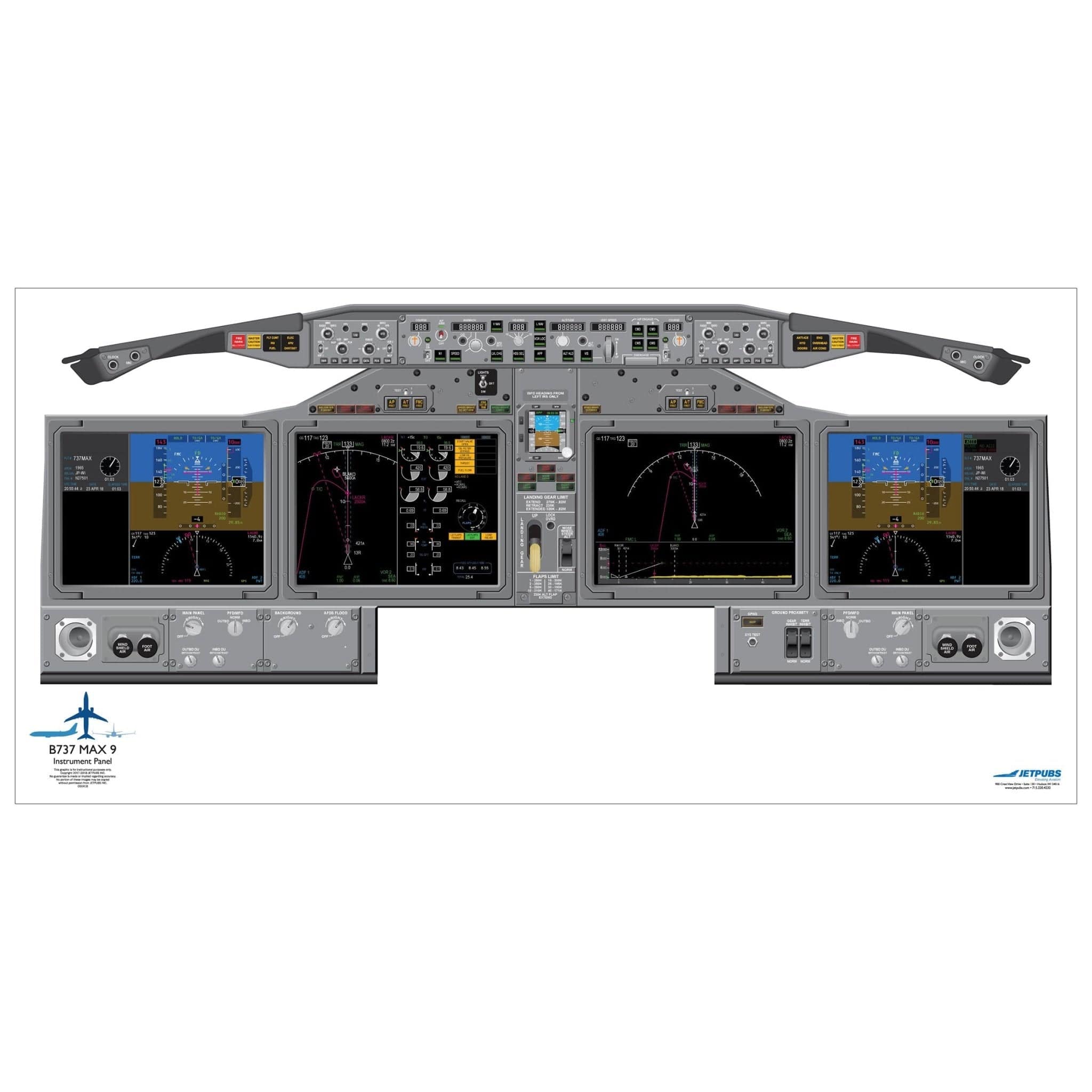 JETPUBS Cockpit Poster Boeing B737 Max -9 Boeing 18" x 36" Cockpit Posters