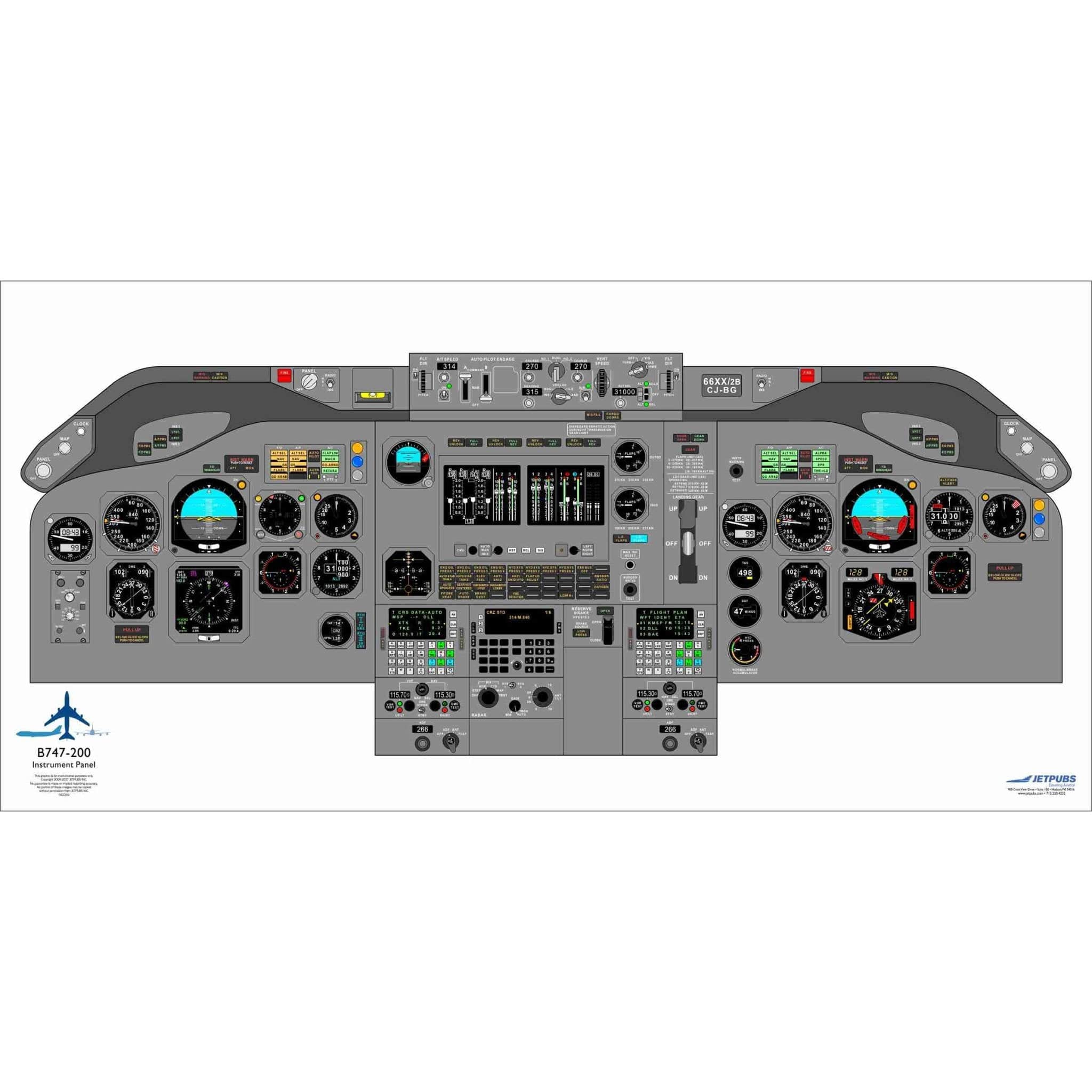 JETPUBS Cockpit Poster Boeing B747-200 Boeing 18" x 36" Cockpit Posters