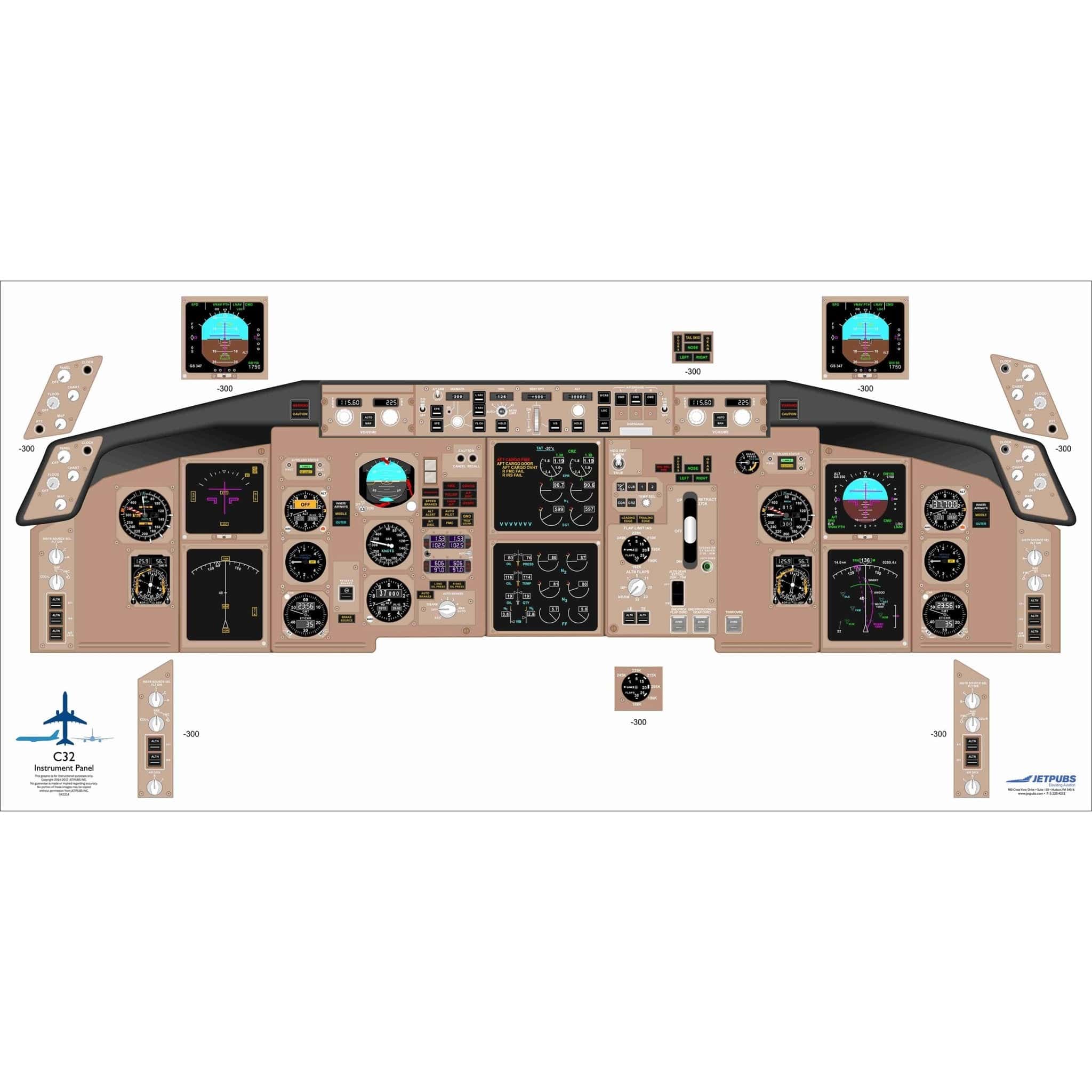 JETPUBS Cockpit Poster Boeing B757-200 (C32) Boeing 18" x 36" Cockpit Posters