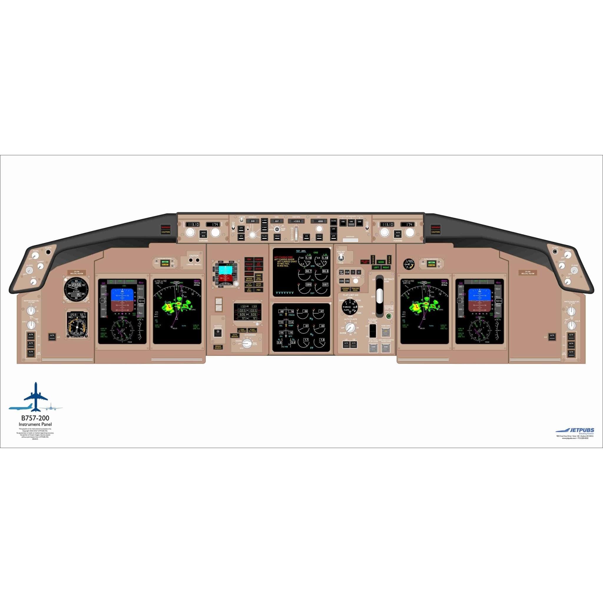 JETPUBS Cockpit Poster Boeing B757-200 Flat Panel Boeing 18" x 36" Cockpit Posters