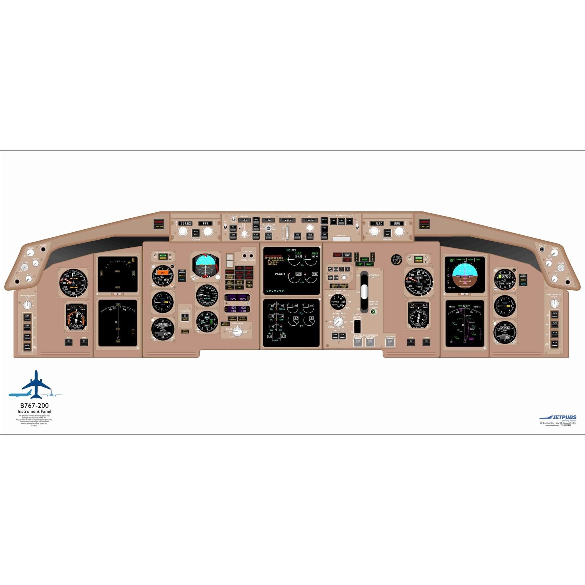 JETPUBS Cockpit Poster Boeing B767-200 Boeing 18" x 36" Cockpit Posters