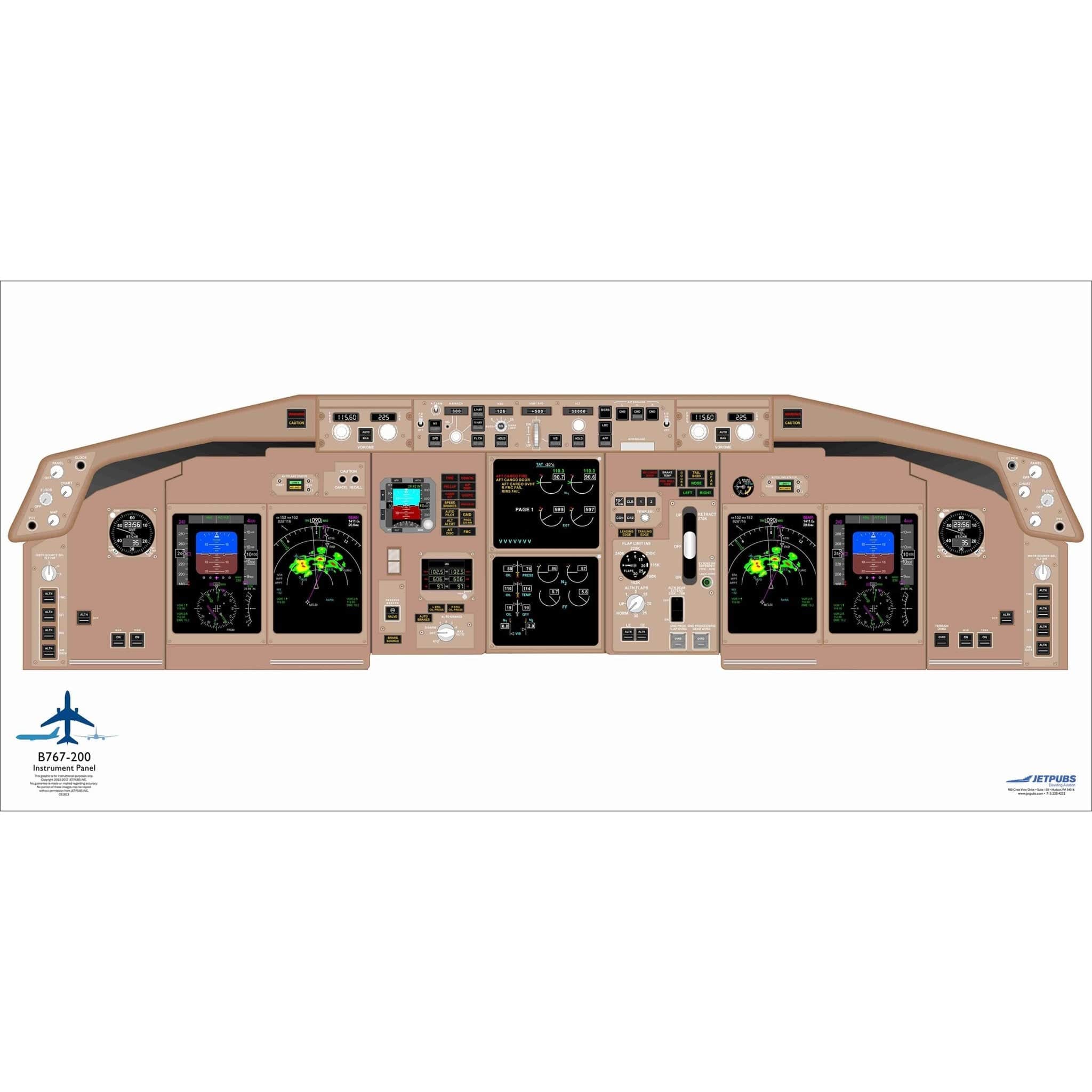 JETPUBS Cockpit Poster Boeing B767-200 Flat Panel Boeing 18" x 36" Cockpit Posters